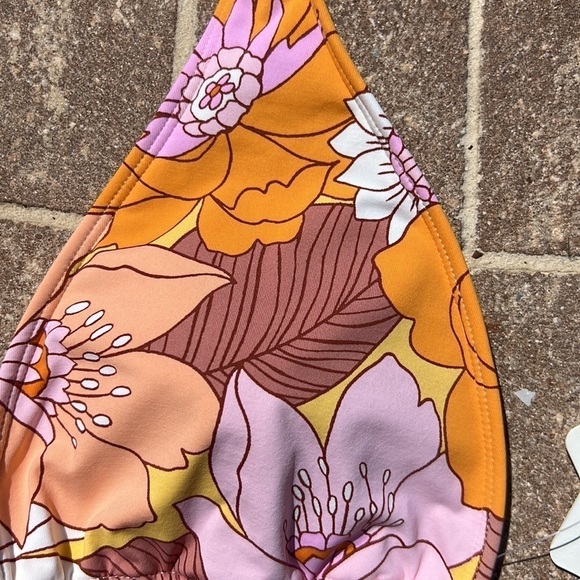 Honeybee Floral Two Way Convertible Bralette Halter Swim Top Size XL - Picture 6 of 9